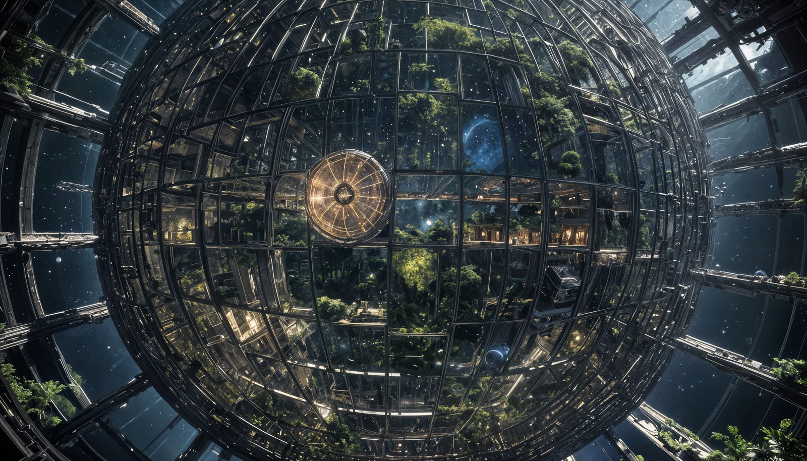 Detailed Dyson Sphere Interior with Lush Ecosystem