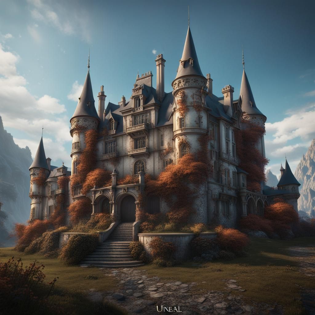 Detailed Matte Painting of a Fantastical Chateau