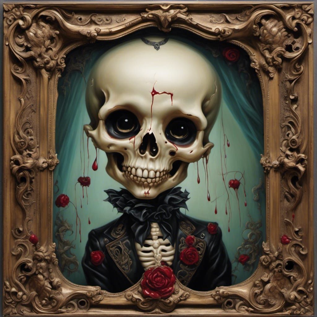Rotting Skull in Mark Ryden Style