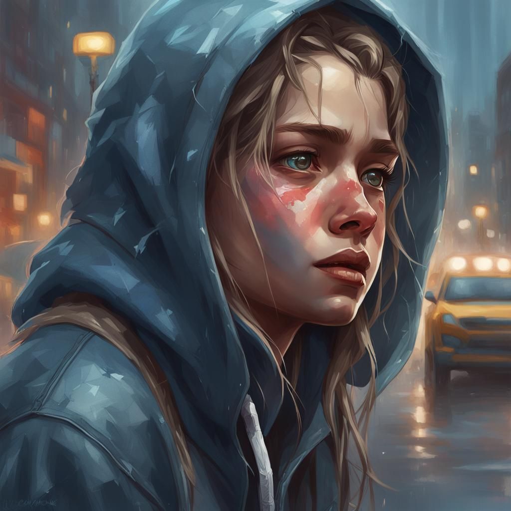 Emotional Rescue: Girl Saved by Idol in Detailed Portrait