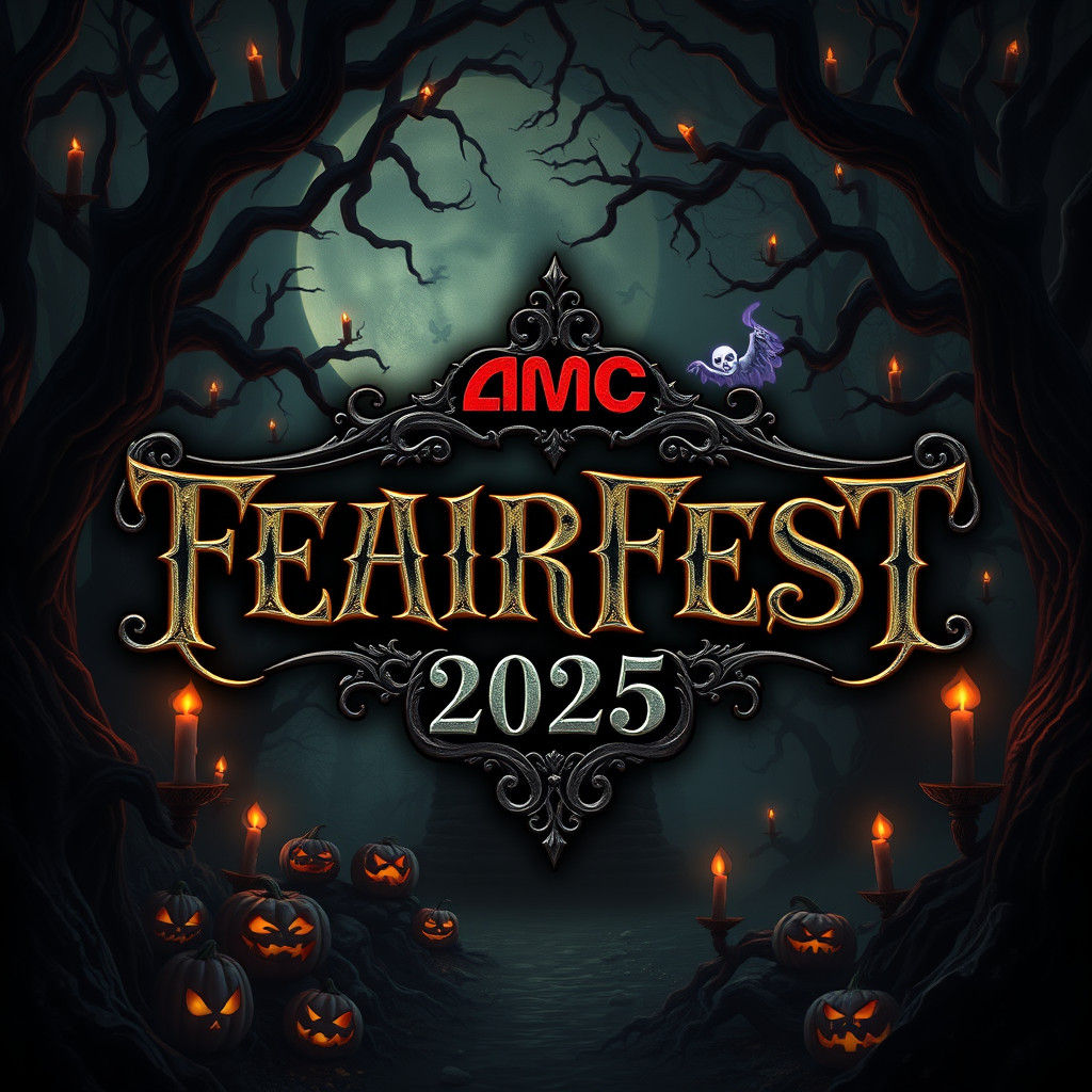 Eerie AMC Fearfest 2025 Logo in Gothic Horror Poster