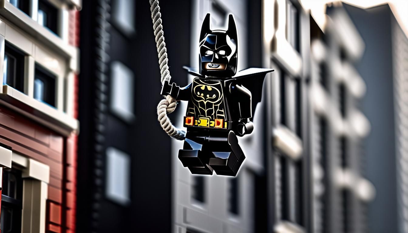 Lego Batman Swings Through Gotham: 3D Render