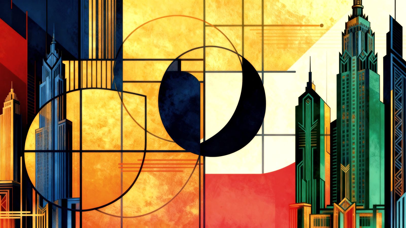 Minimalist Black and White Line Art Cityscape