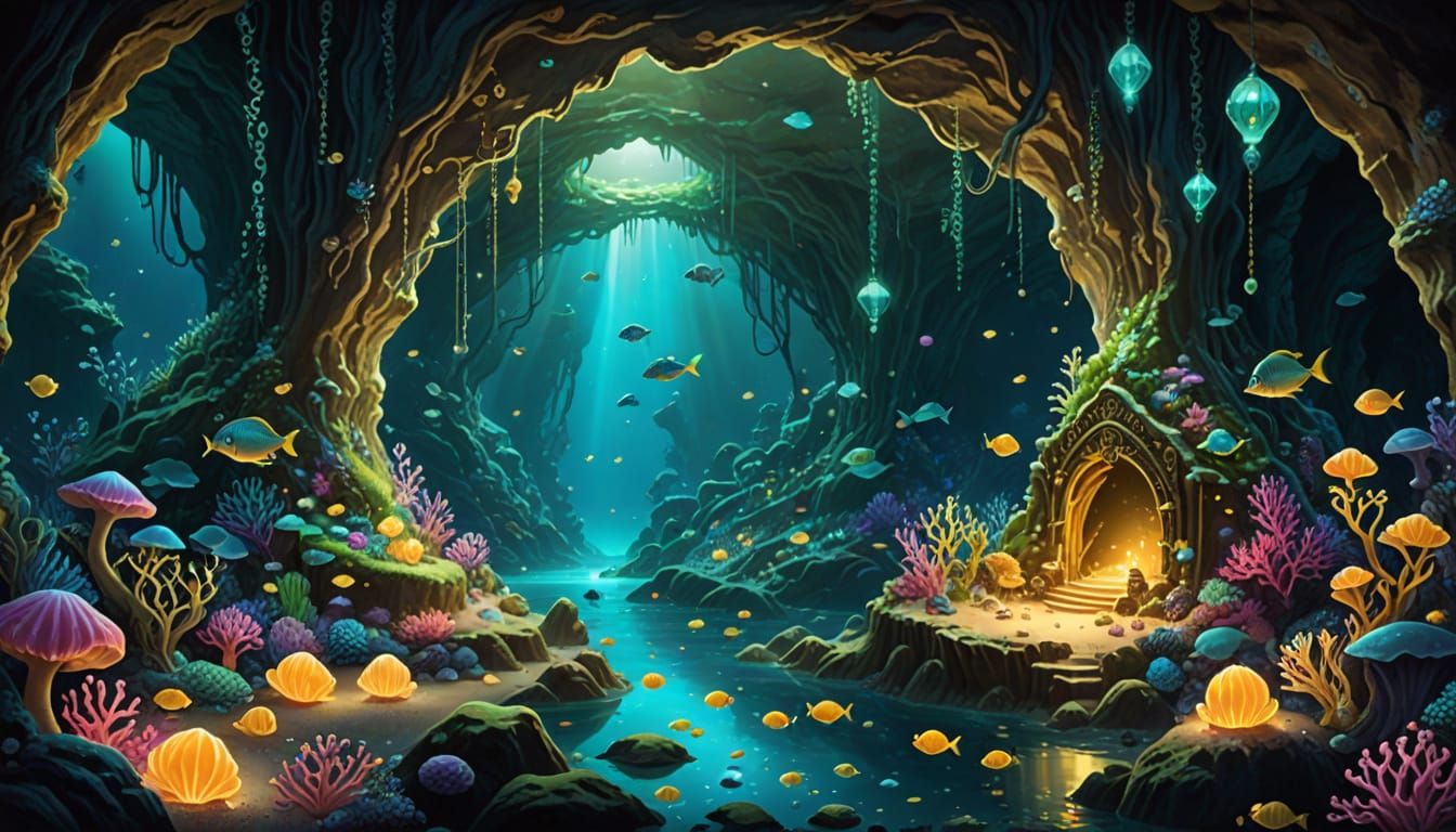 Mermaid Discovers Enchanted Glowing Treasure Cave