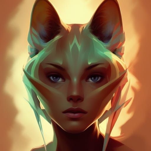 Detailed Spirit Cat Portrait in Digital Art Style