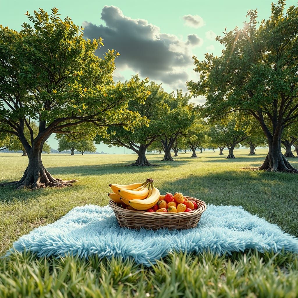 Surreal Landscape with Vibrant Green and Brown Hues