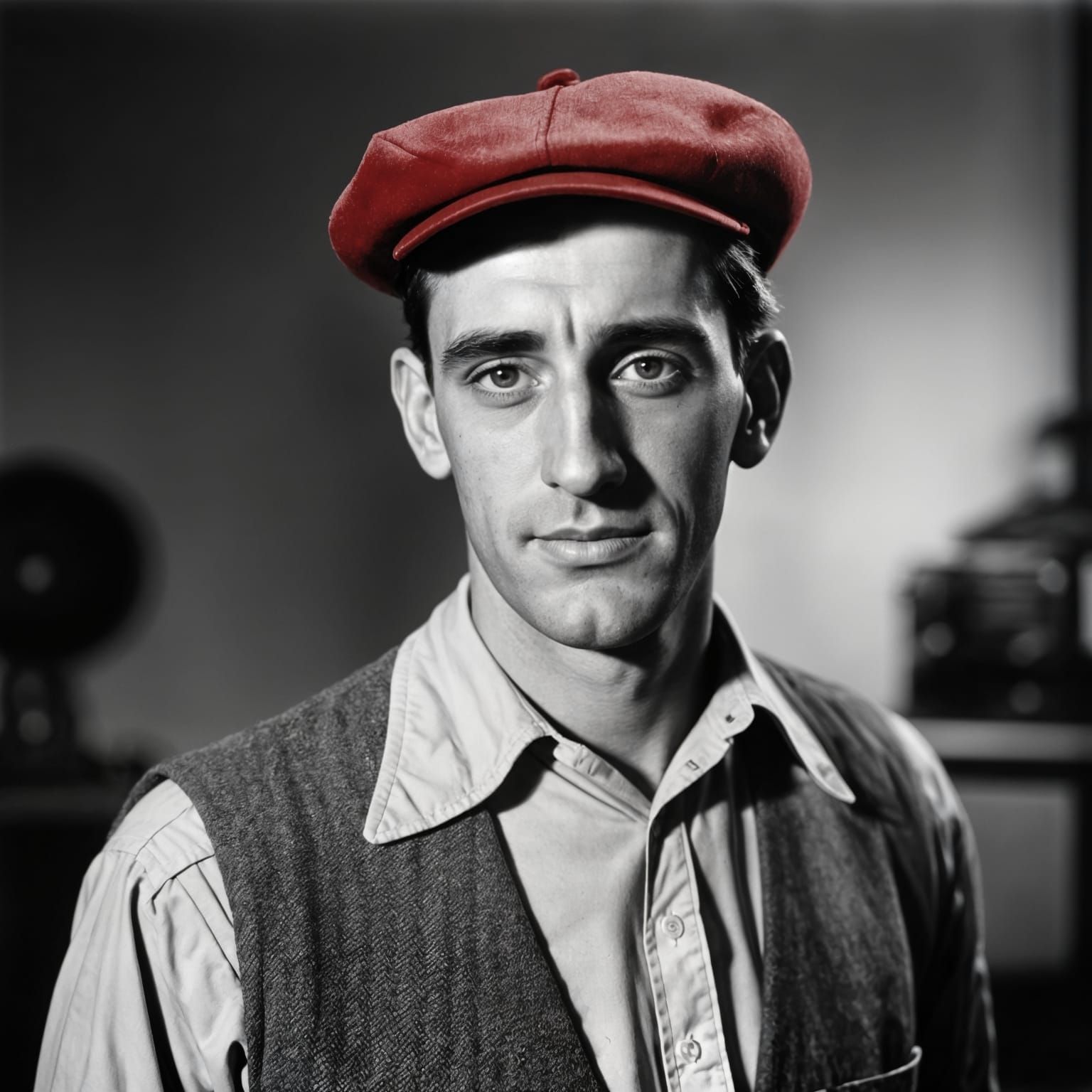 Classic Portrait of JD Salinger in Red Hunting Hat