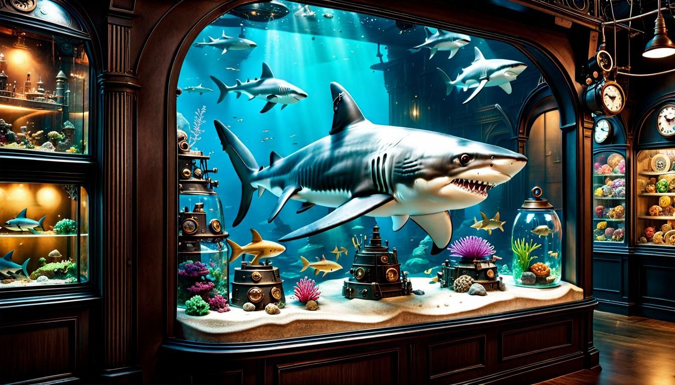 Steampunk Shark Toys in Magical 3D Toy Shop