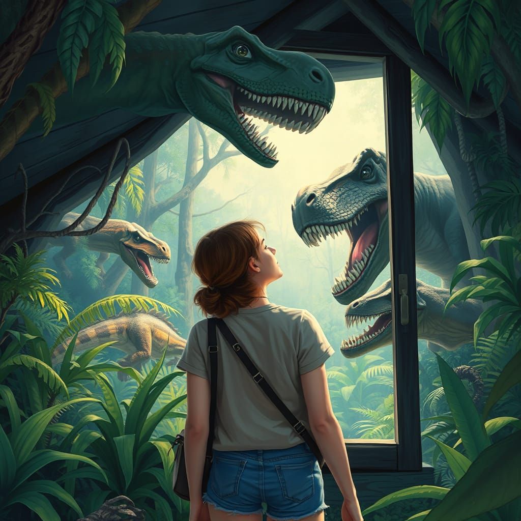 Woman's Time Travel Adventure to Prehistoric Jungle