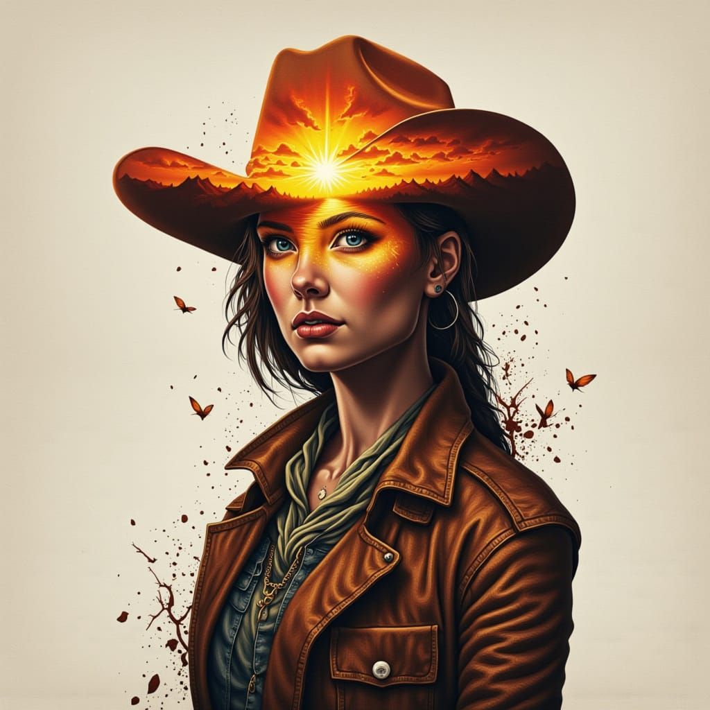 Graffiti Double Exposure: Cowgirl and Arizona Silhouette