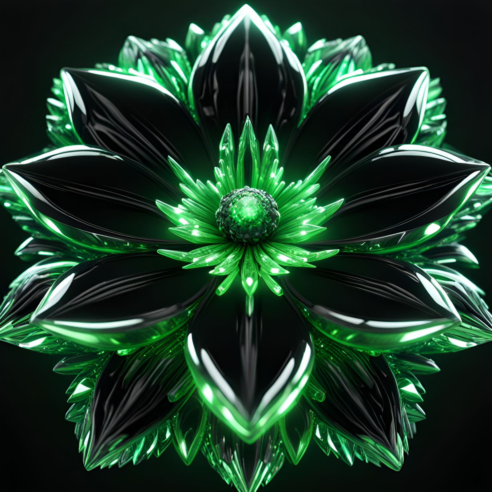 Bioluminescent Crystal Nebula Flower in 3D