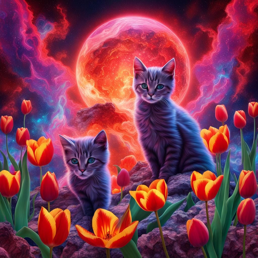 Volcanic Eruption of Tulips and Kittens