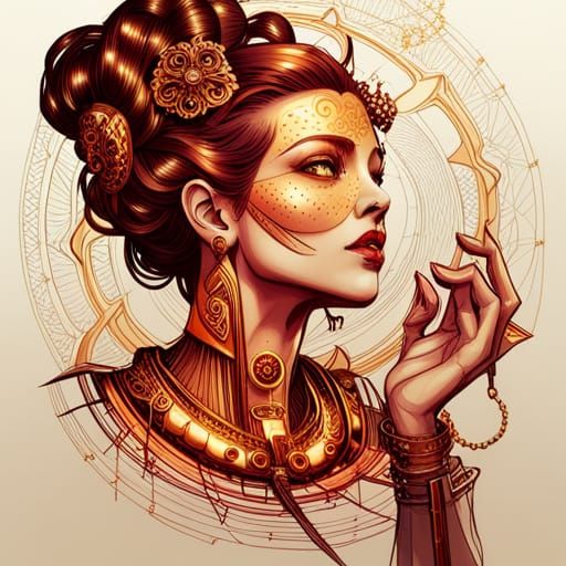 Cybernetic Steampunk Roman Queen in Digital Art