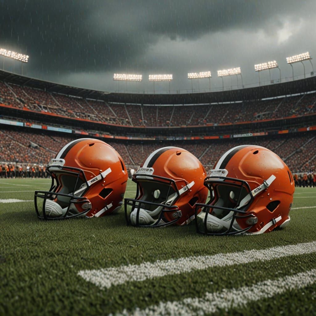 Cleveland Browns Football Action in Photorealistic Style