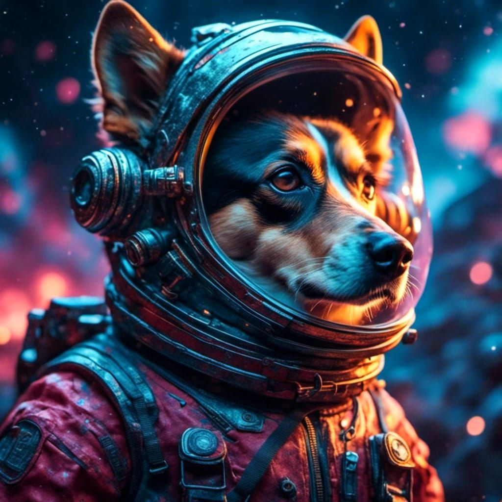 Dog in Space Suit: Detailed Matte Painting