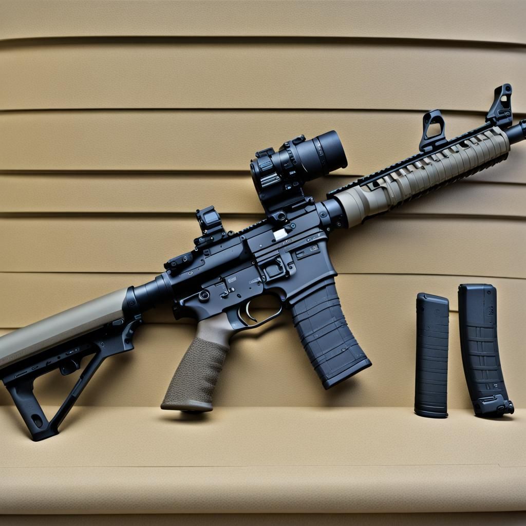 Tactical Panoramic View of Colt M4 Rifle