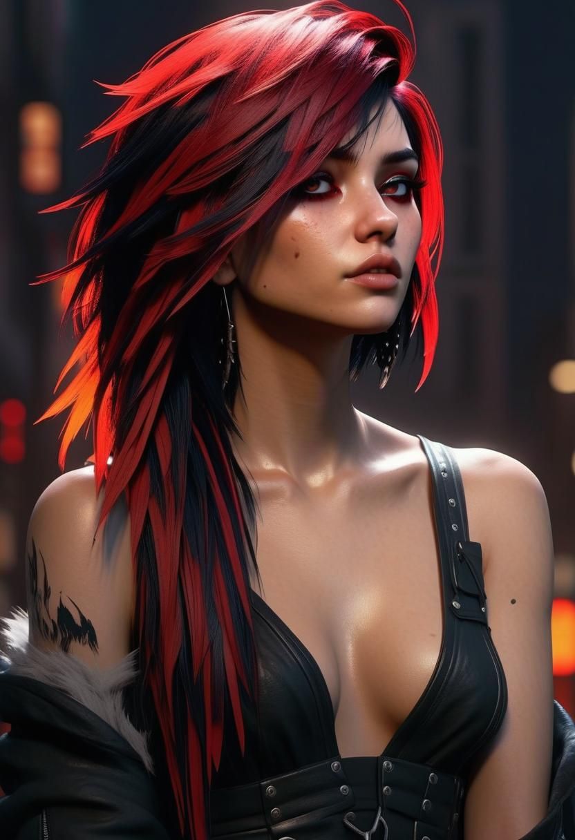 Emo Girl Portrait in Hyperrealistic Digital Art Style