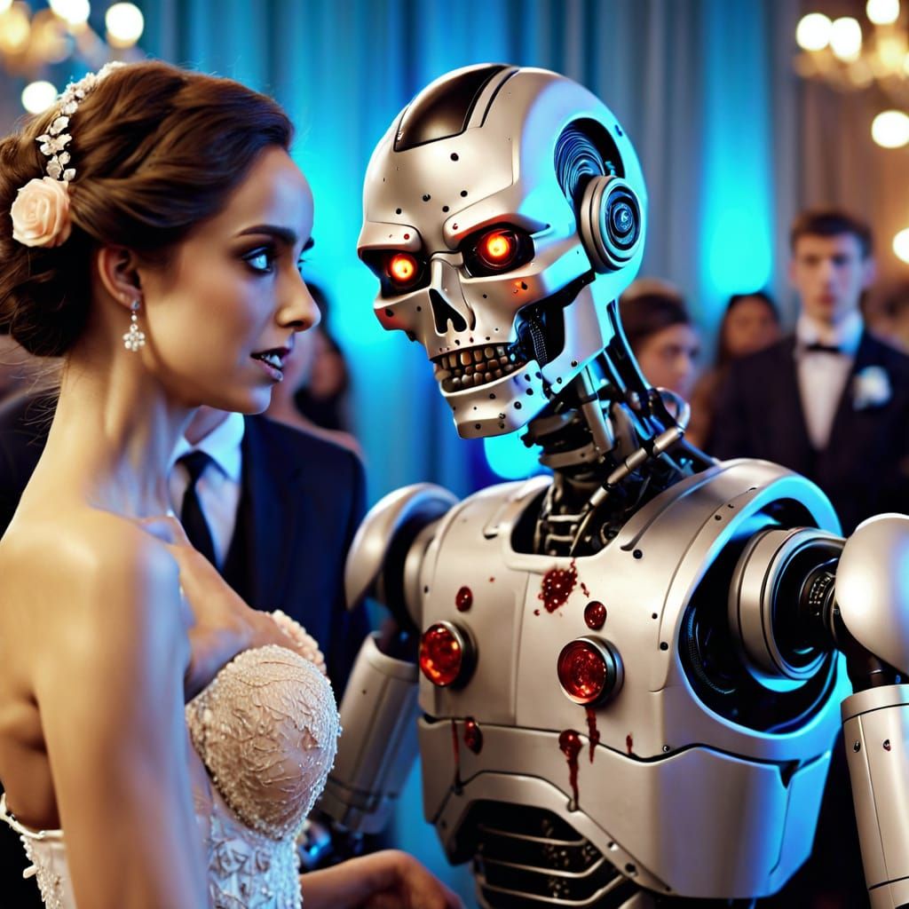 Robot Zombie Dances at a Futuristic Prom
