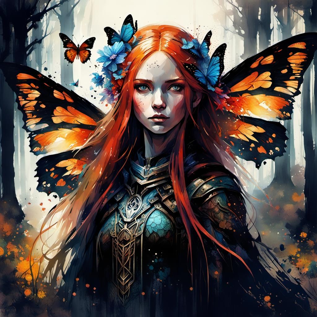 Celtic Fairy Princess in Dark Fantasy Gouache Style