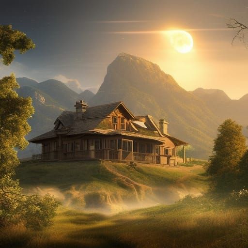 Western House with Sun and Moon