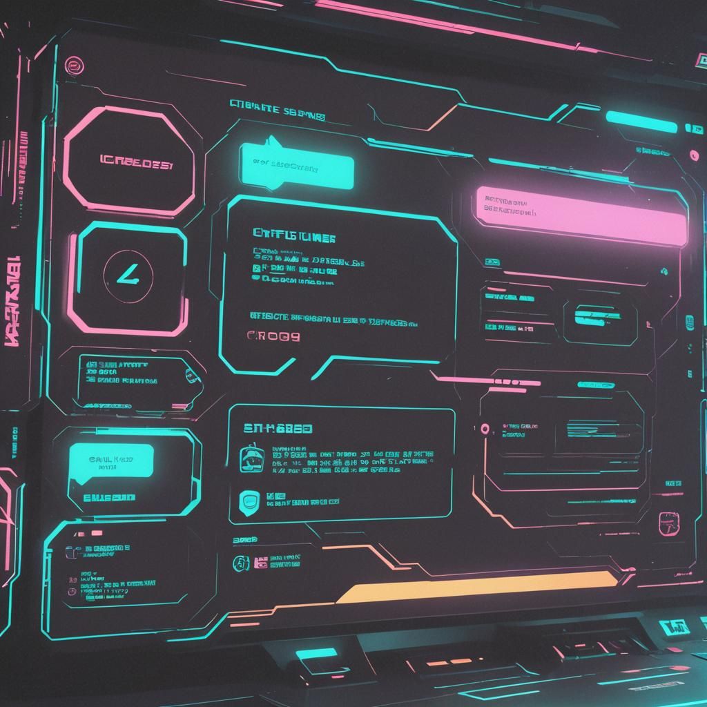 Cyberpunk Sci-Fi Messaging Screen with Neon Lights