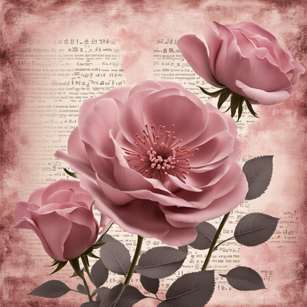 Dusty Rose Flowers on Text Background