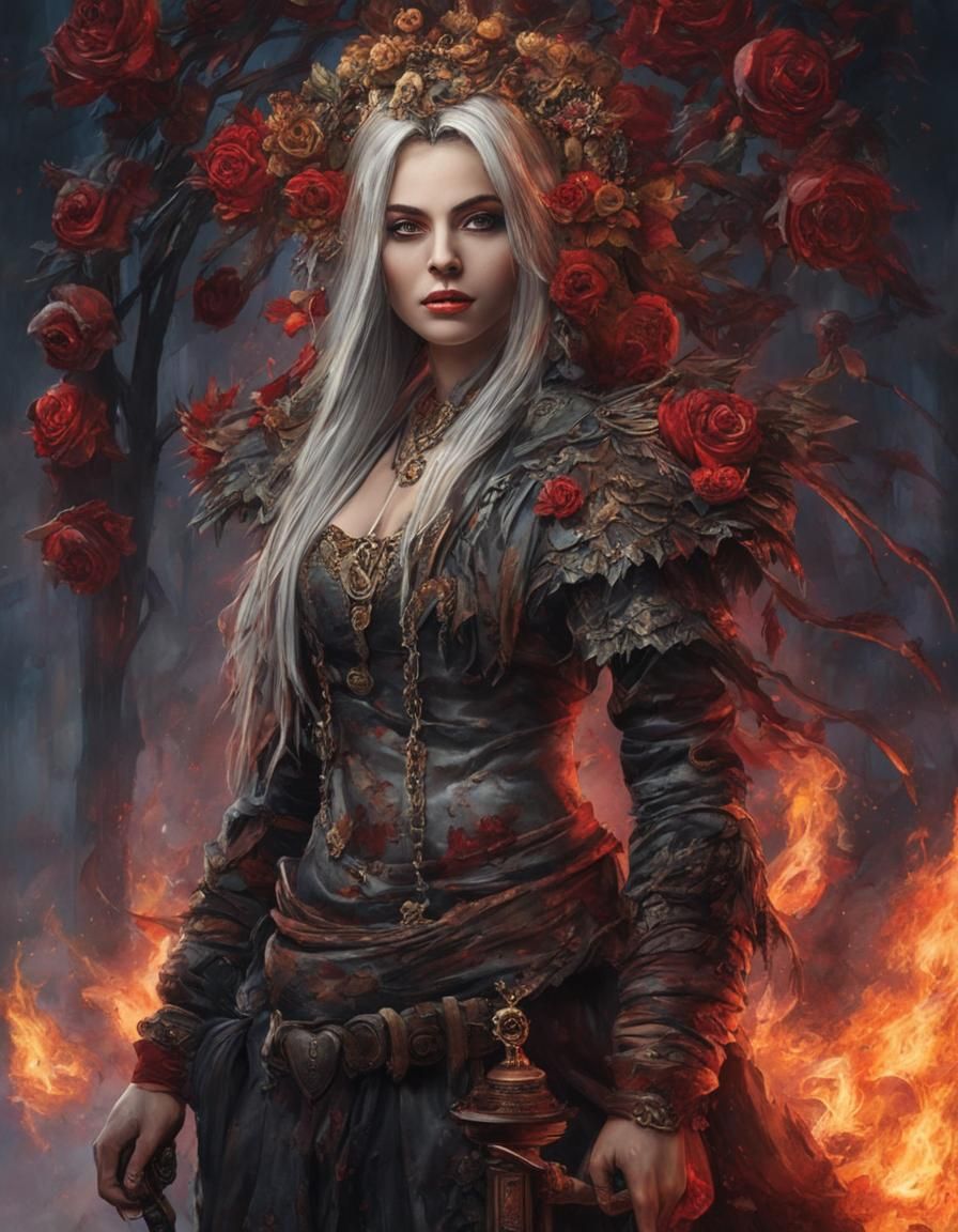 Slavic Baba-Yaga Banshee in Realistic Watercolor