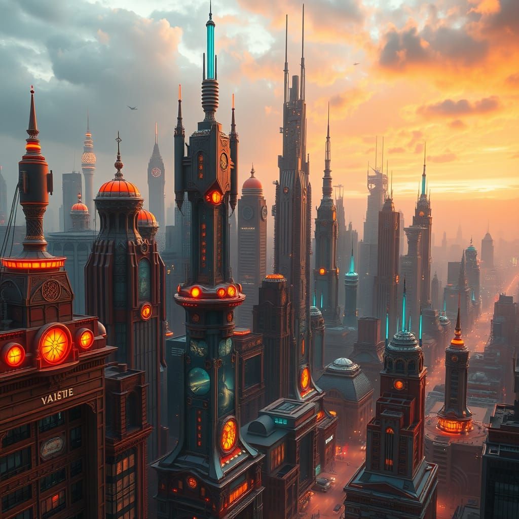 Futuristic Cyborg Metropolis in Hyperdetailed 8k
