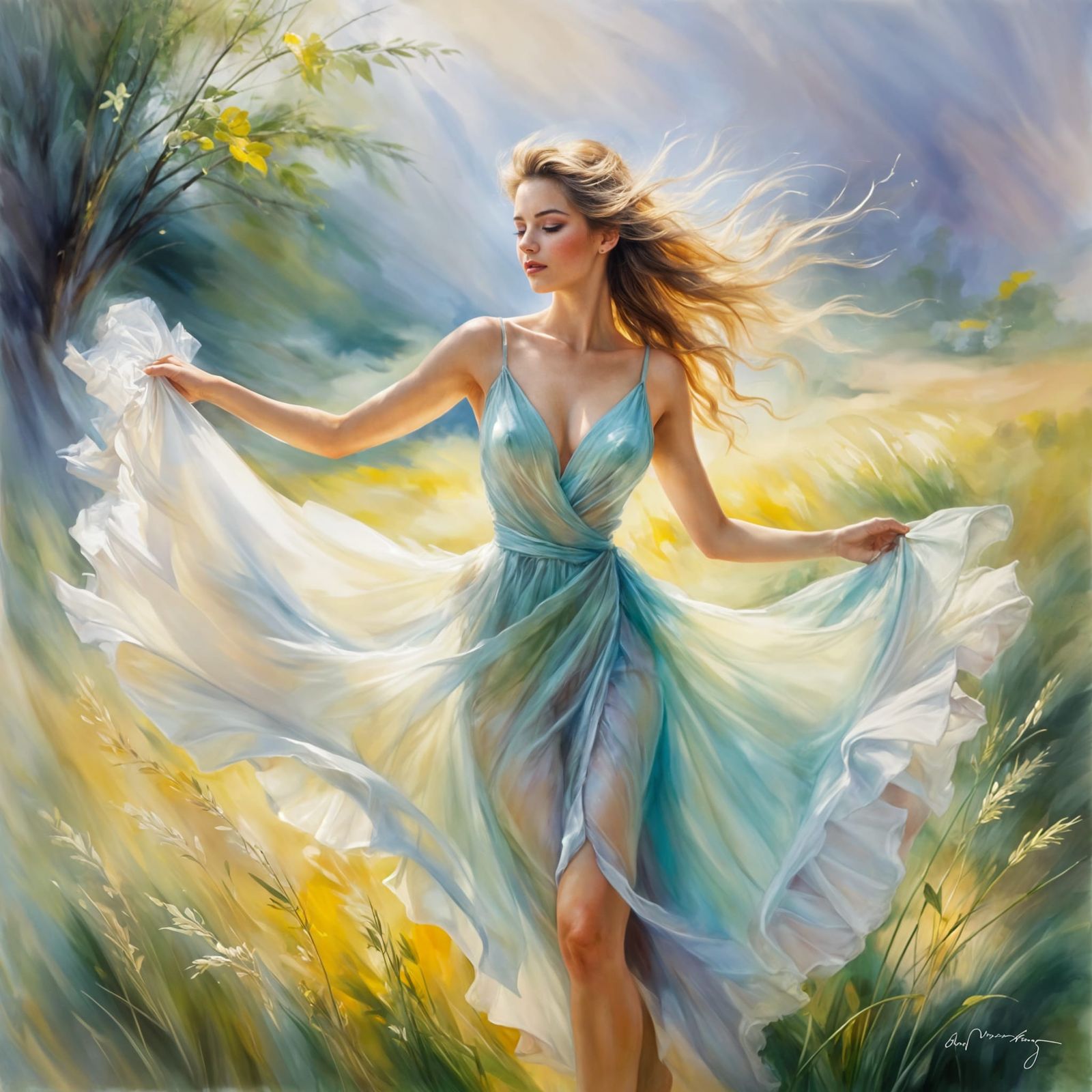 Romantic Barefoot Dancer in Soft Focus