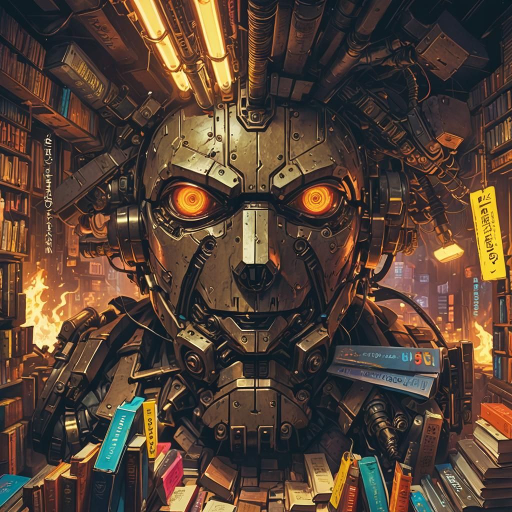 Dangerous Books in Anime Steampunk Cyberpunk Style