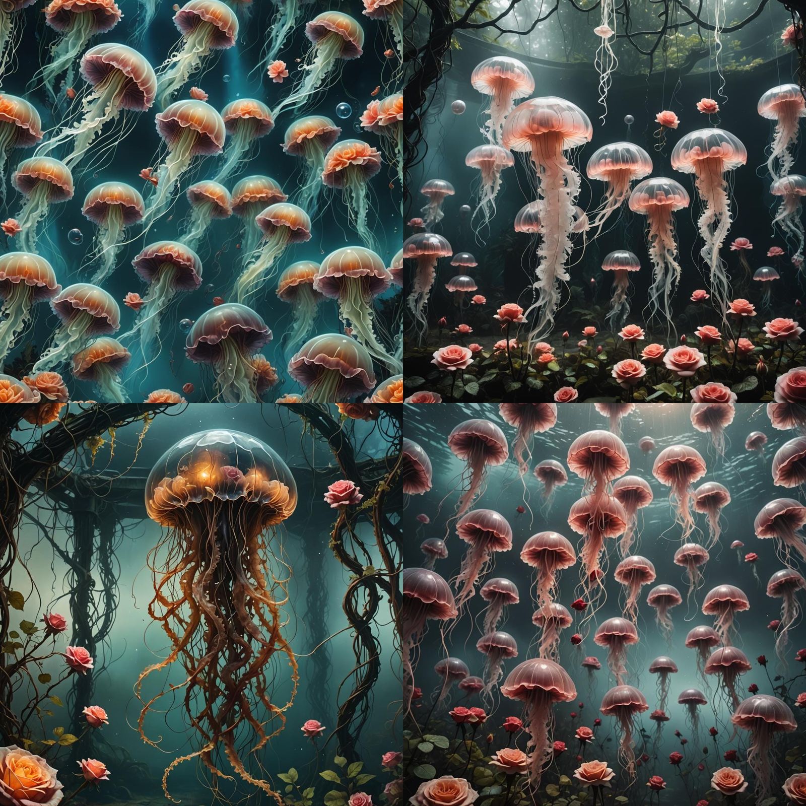 Jellyfish in Underwater Rose Garden