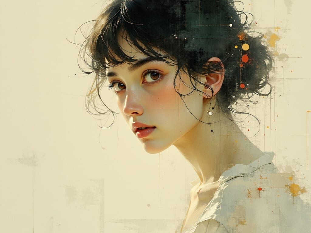 Serene Woman Portrait in Picasso & Daeni Styles