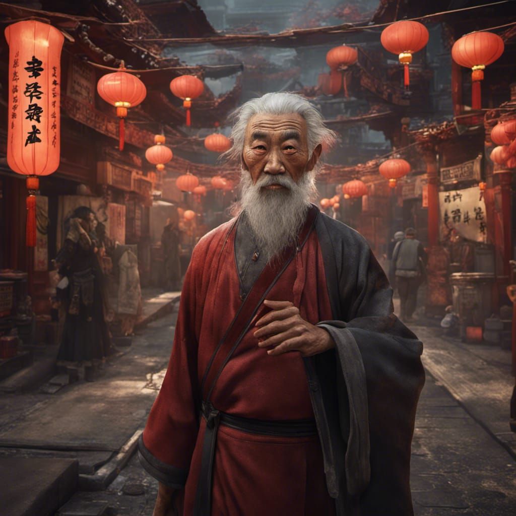 Chinatown San Francisco: Old Man and Girl in Matte Painting