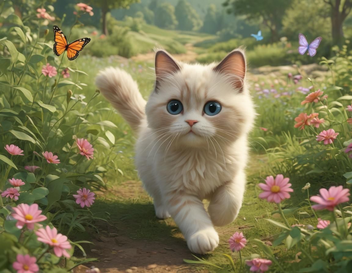 Ragdoll Kitty's Candyland Butterfly Chase: Pixar-Style 3D An...