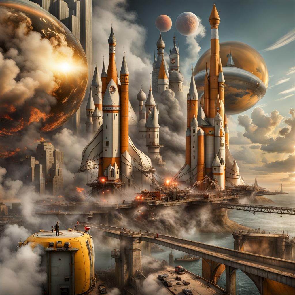 Magical Racing Rockets in Surreal Biopunk Style