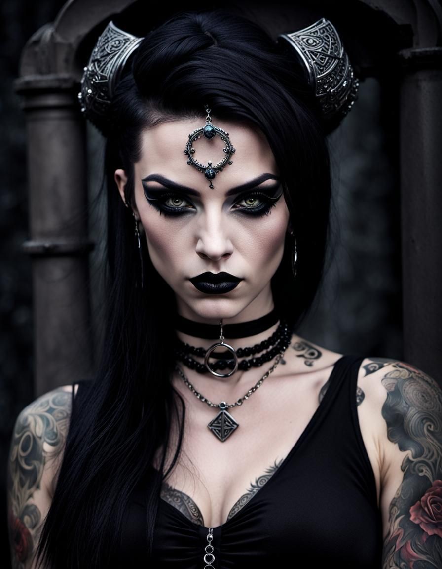 Gothic Girl Portrait in Gritty Dystopian Style