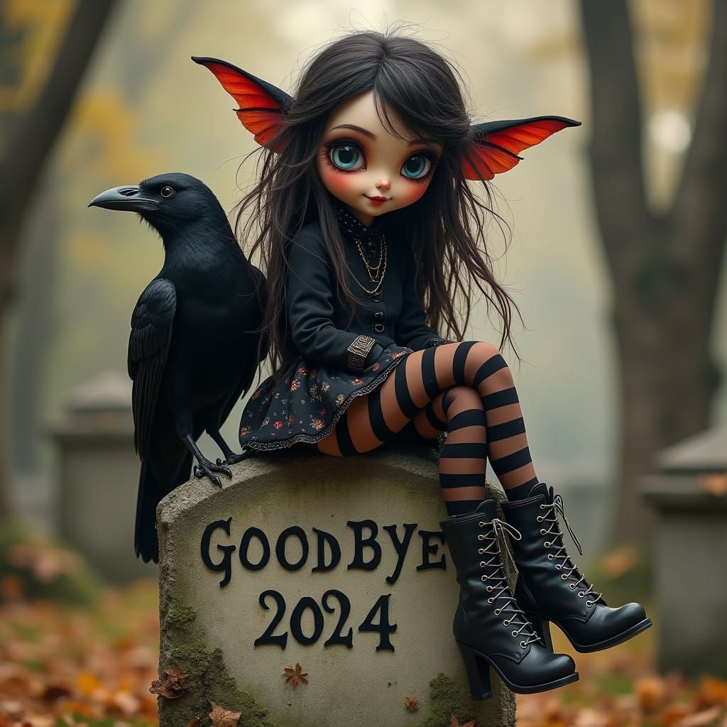 Pixie Goth Girl Basks in Autumnal Melancholy