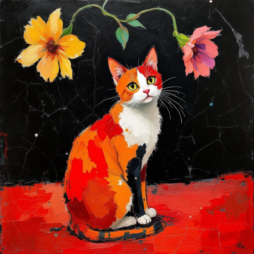 Ethereal Feline Majesty in Vibrant Oil Colors