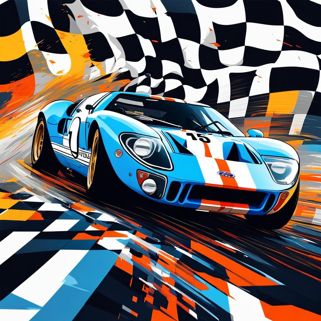 Ford GT40 Wins Race: Abstract Digital Art