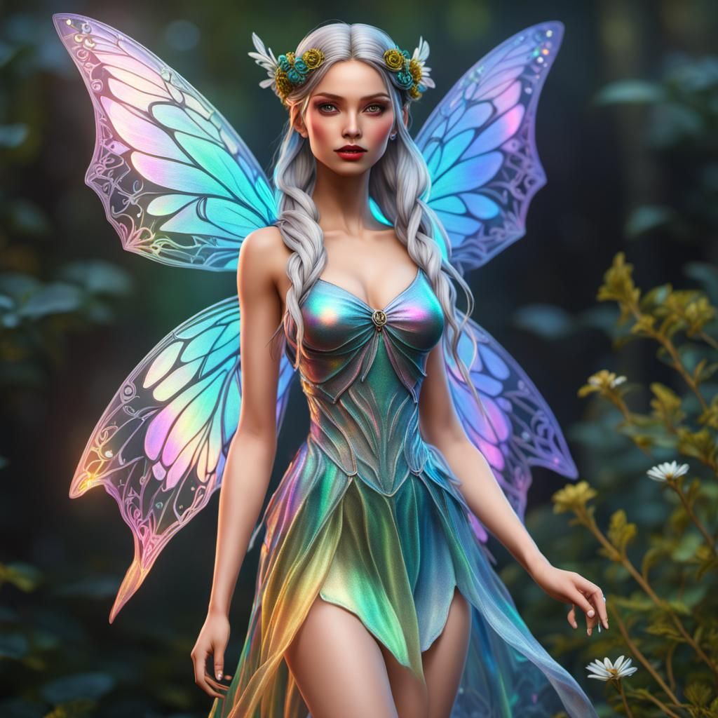 Holographic Silk Scandinavian Fairy in Vibrant Colors
