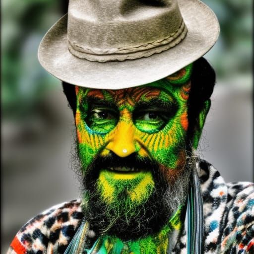 Psychedelic Man in Expressionist Style