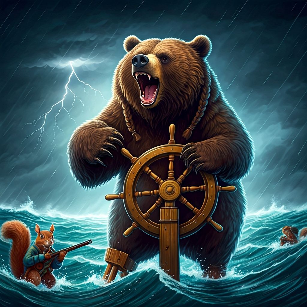 Grizzly Bear Pirate Crew in Frazetta Style