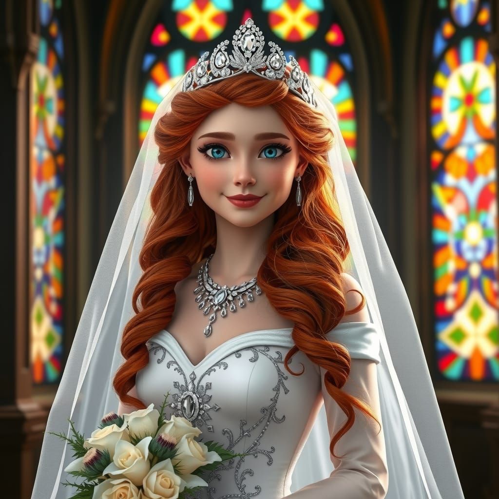 Princess Merida in Wedding Gown: Hyperdetailed Portrait