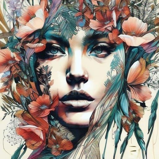 Elf Concealed in a Blanket of Flowers