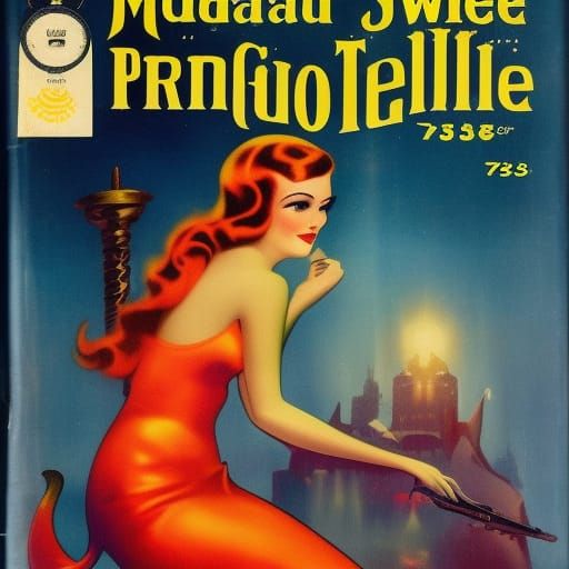 Retro Mermaid in Pulp Fiction Style