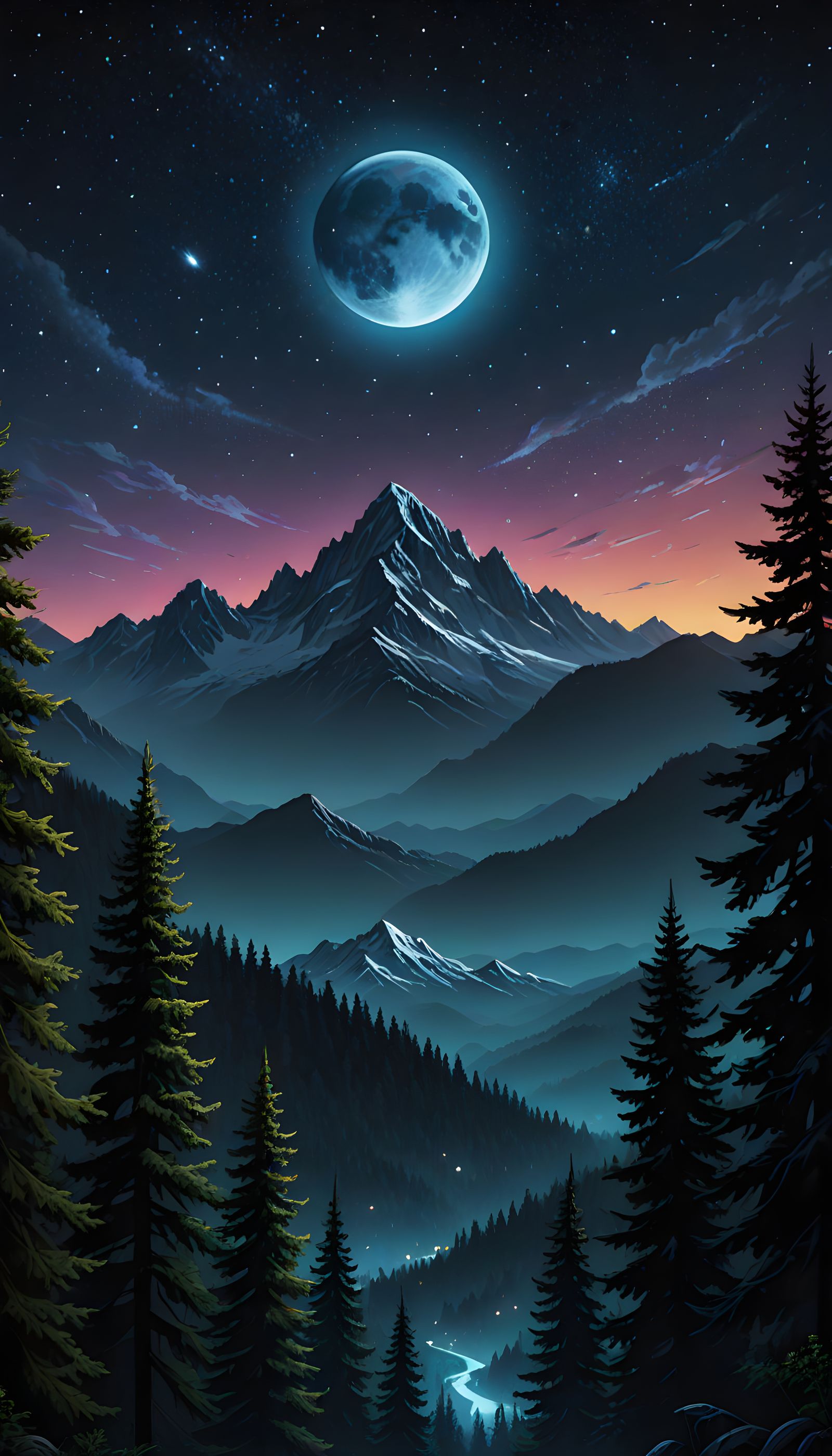 Surreal Mountain Landscape at Sunset in Hyperrealistic Art S...