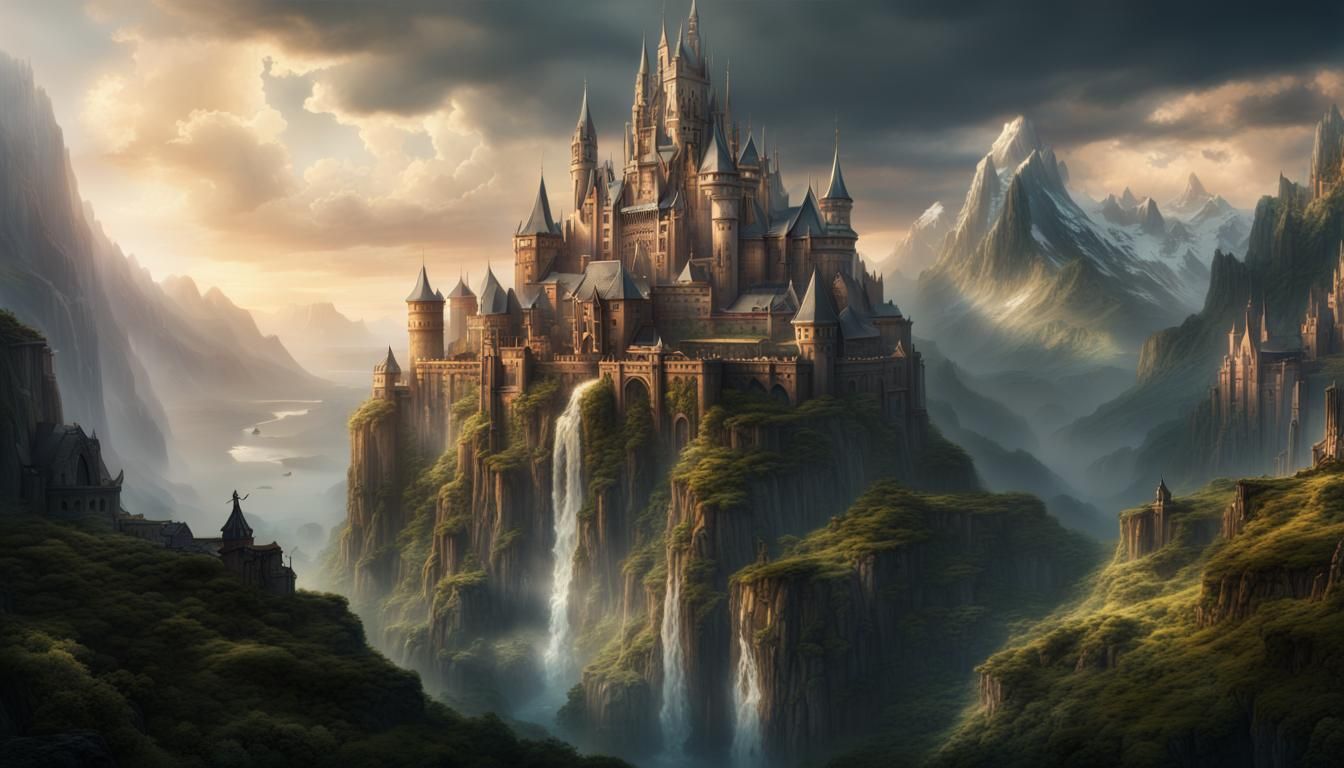 Epic Fantasy Kingdom: Detailed Digital Matte Painting