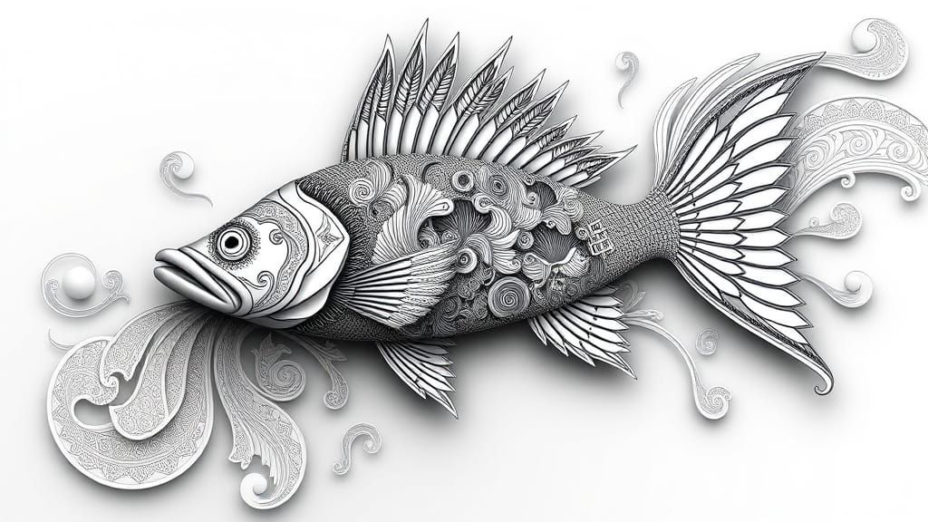 Abstract Kingfisher in Vector Fractal Style