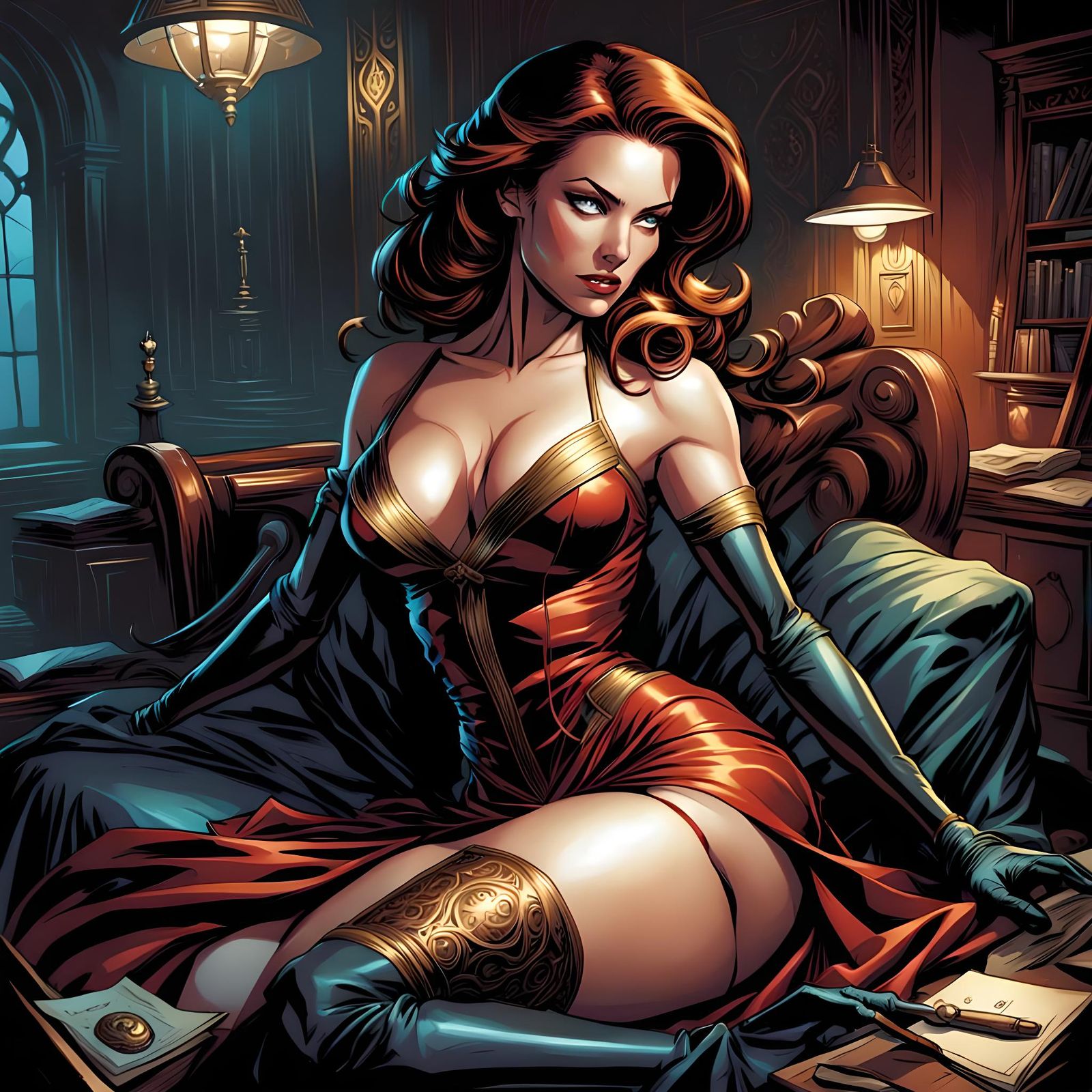 Seductive Woman in Comic Book Style Art