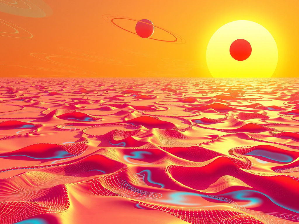 Vibrant Alien World with Salmon Ocean